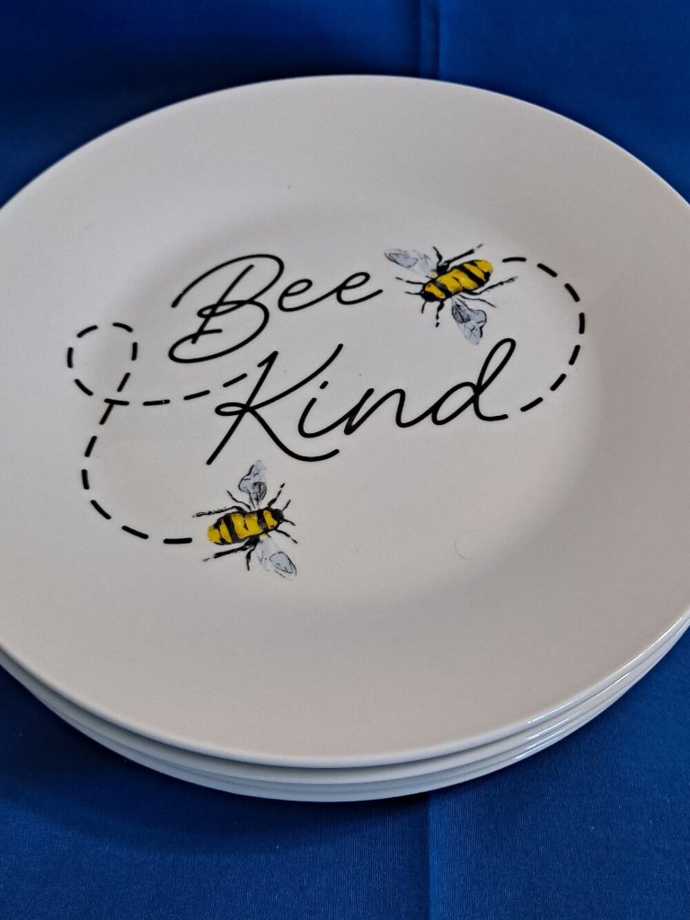 Set 4 Royal Norfolk SPRING BEE 7 1/2" Salad/Dessert PLATES Flower "Bee Kind"